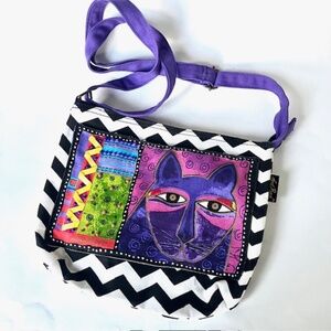 Laurel Burch Vintage Purple Cat Head Crossbody Bag